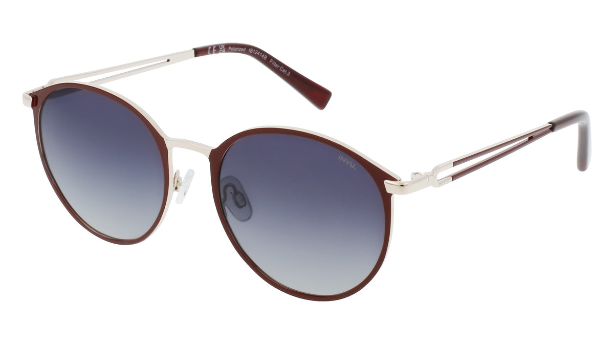 INVU Ultra Polarised Sunglasses - IB12414B Gold/Burgundy w/ Gradient G ...