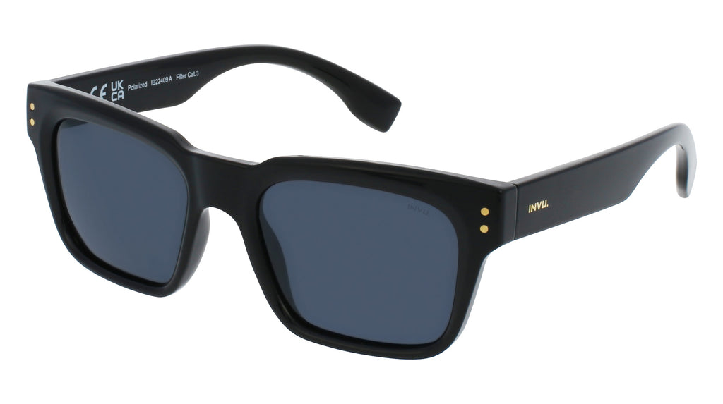 INVU Ultra Polarised Sunglasses  -  IB22409A Black w/  Solid Smoke