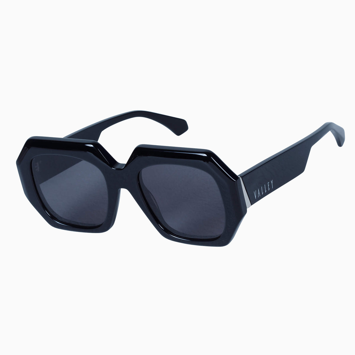 Valley - MONOLITH - Gloss Black w. Silver Metal Trim / Polarised Black Lens