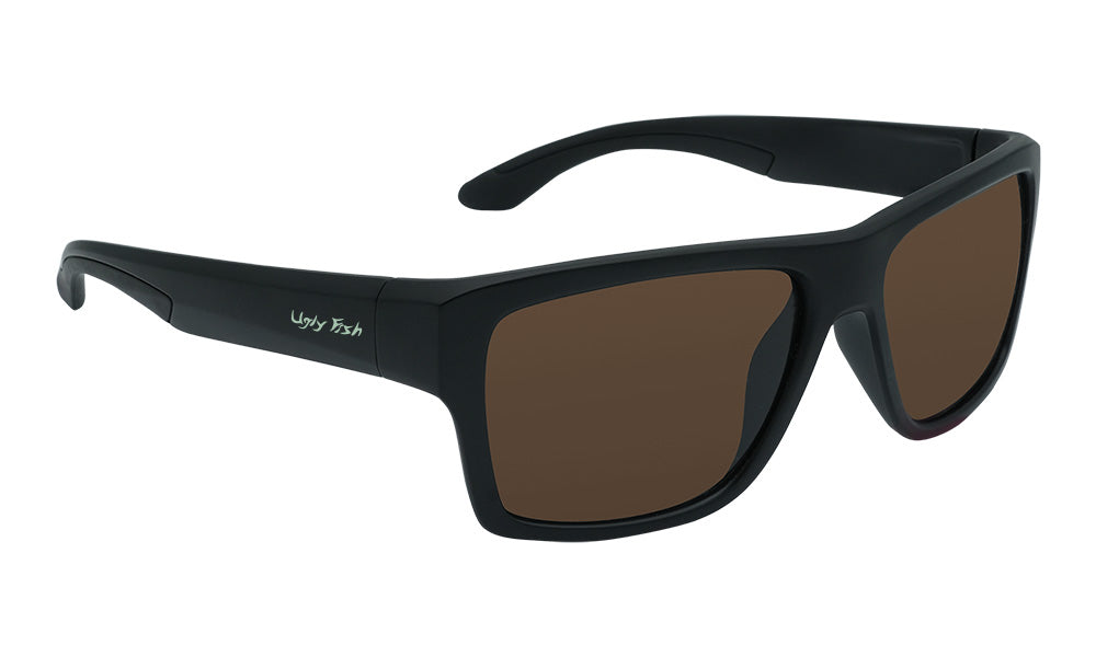 Ugly Fish PFN210 Recycled Fishing Net Polarised Sunglasses Matt Black Frame/ Brown Lens