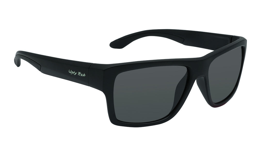 Ugly Fish PFN210 Recycled Fishing Net Polarised Sunglasses Matt Black Frame/ Smoke Lens - Blue Star Eyewear