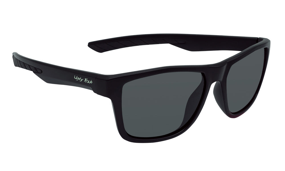Ugly Fish PFN480 Recycled Fishing Net Polarised Sunglasses Matt Black Frame/ Smoke Lens - Blue Star Eyewear