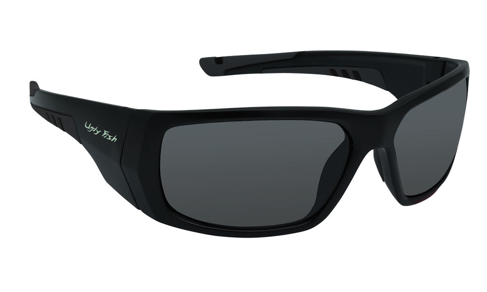 Ugly Fish PFN680 Recycled Fishing Net Wrap Polarised Sunglasses Matt Black Frame/ Smoke Shaded Lens