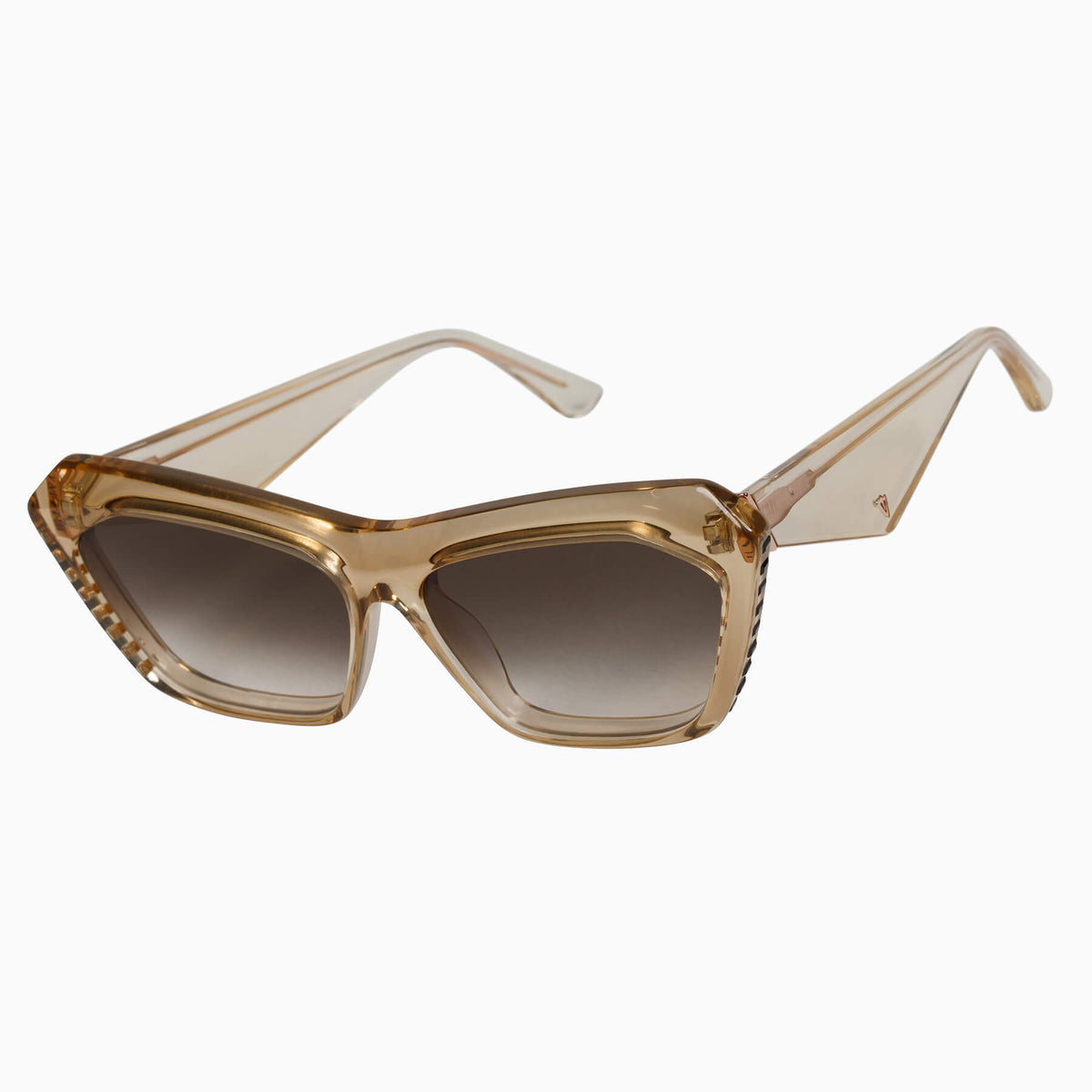 Valley - PIAF - Champagne w. Black Swarovski Crystals Gold Metal Trim / Brown Gradient Lens - Blue Star Eyewear