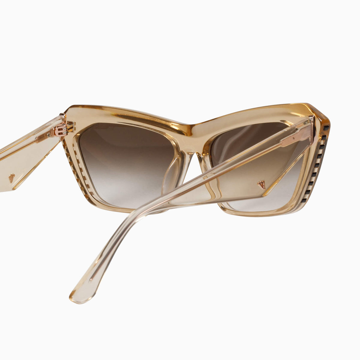 Valley - PIAF - Champagne w. Black Swarovski Crystals Gold Metal Trim / Polarised Brown Gradient Lens - Blue Star Eyewear