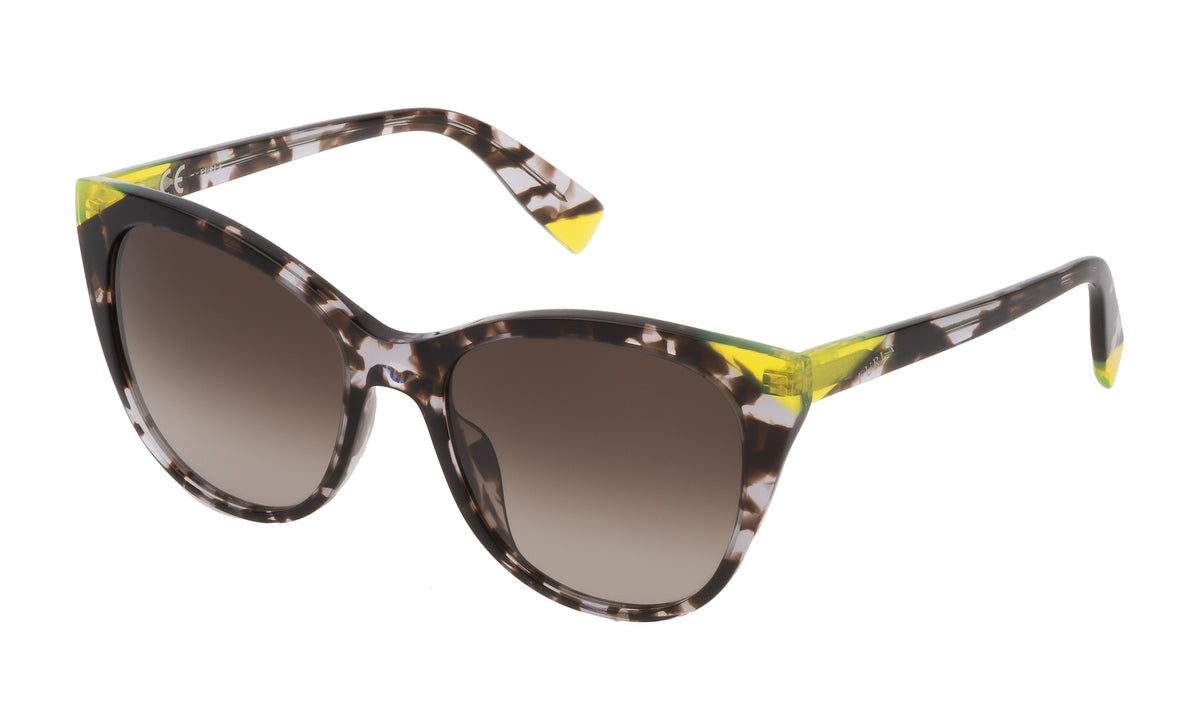 Sunglasses Furla 335V 721  Clear Havana With Accent Of Fluro Yellow 5418 3