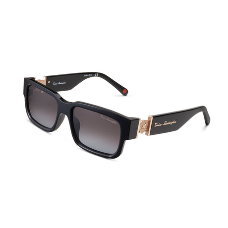 Tonino Lamborghini Black Acetate, Grey Blue Lenses