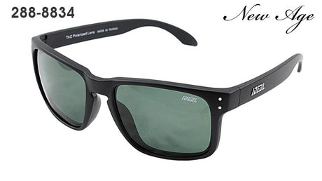 IDEAL Polarised Sunglasses Square 288-8834 Matt Black/Green Mirror - Blue Star Eyewear