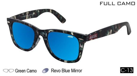 IDEAL Polarised Sunglasses Full Camo Colour:Green Camo/Blue Mirror - Blue Star Eyewear