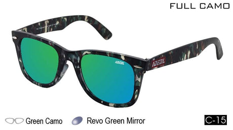 IDEAL Polarised Sunglasses Full Camo Colour:Green Camo/Green Mirror - Blue Star Eyewear