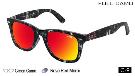IDEAL Polarised Sunglasses Full Camo Colour:Green Camo/Red Mirror - Blue Star Eyewear
