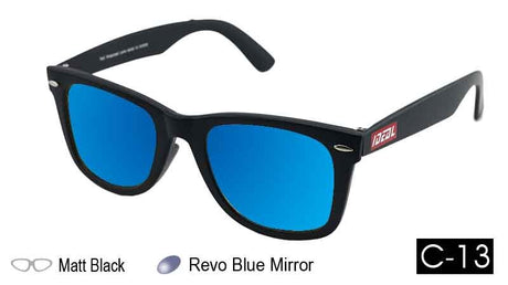 IDEAL Polarised Sunglasses Square 288-8986 Matt Black/Blue Mirror - Blue Star Eyewear