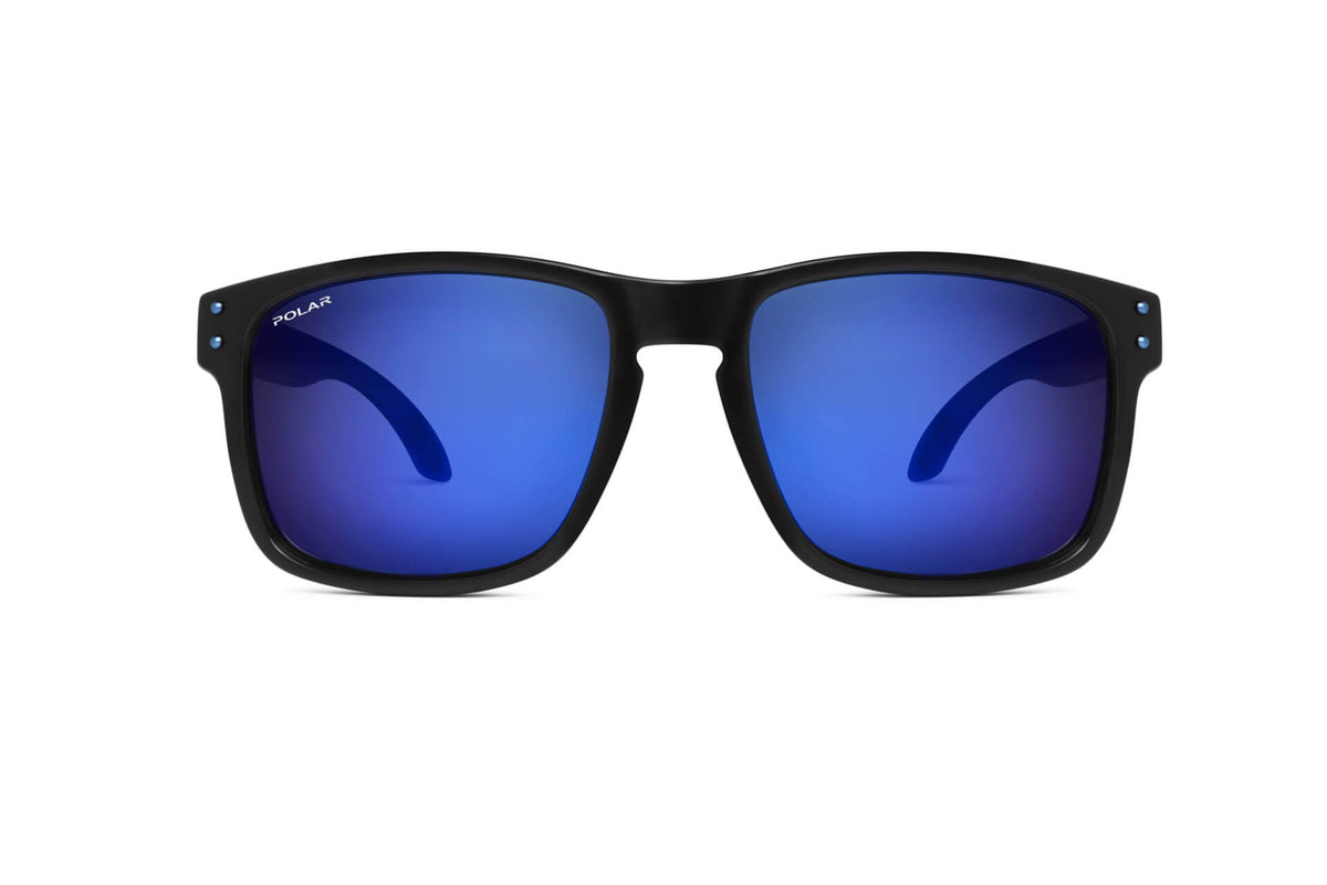 Polar 358 77C Shiny Black / Blue Mirrored - Blue Star Eyewear