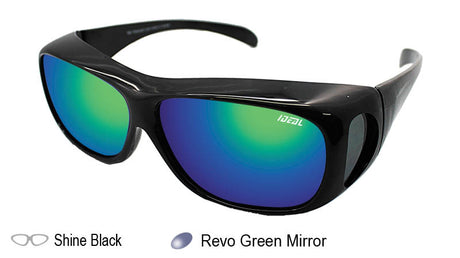 IDEAL Polarised Fit-Over Sunglasses 588-589 Shine Black/Green Mirror Shine Black/Green Mirror - Blue Star Eyewear