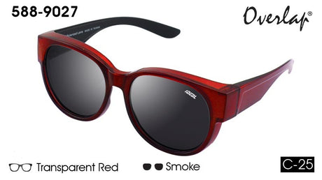 IDEAL Polarised Fit-Over Sunglasses 588-9027 Transparent Red/Smoke - Blue Star Eyewear