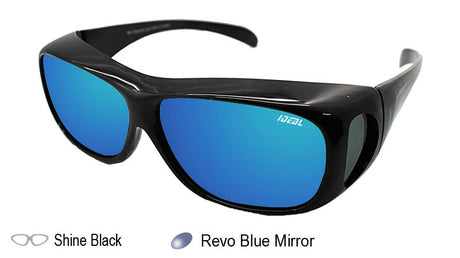 IDEAL Polarised Fit-Over Sunglasses 589P Shine Black/Blue Mirror Shine Black/Blue Mirror - Blue Star Eyewear