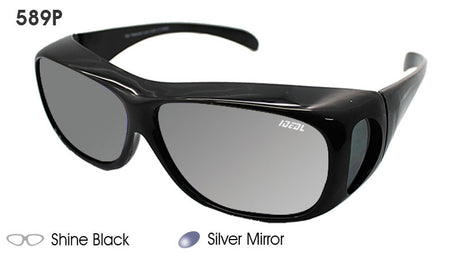 IDEAL Polarised Fit-Over Sunglasses 589P Shine Black/Silver Mirror Shine Black/Silver Mirror - Blue Star Eyewear