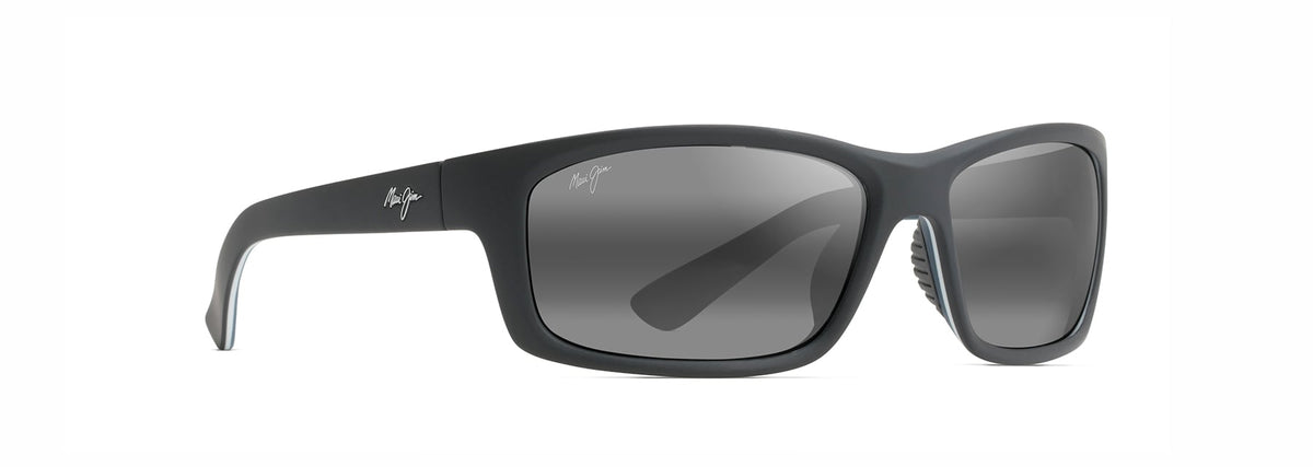 Maui Jim Kanaio Coast 766-02MD Matte Soft Black/White/Blue  / Neutral Grey Polarised - Blue Star Eyewear