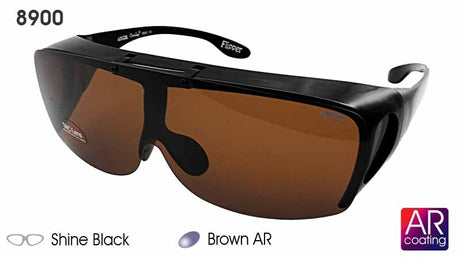 IDEAL Polarised Fit-Over Sunglasses 8900 Shine Black/Brown - Blue Star Eyewear