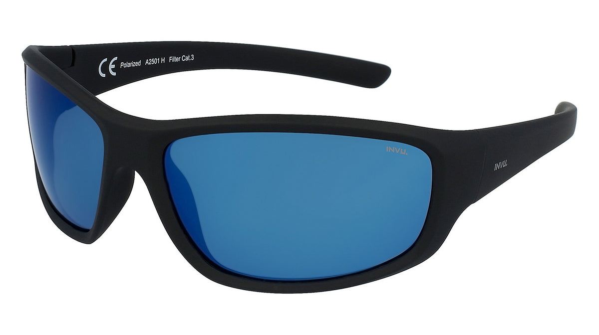 INVU Ultra Polarised Sunglasses  Sunglasses Rubb. Black/Mirror Icy Blue on Smo - Blue Star Eyewear
