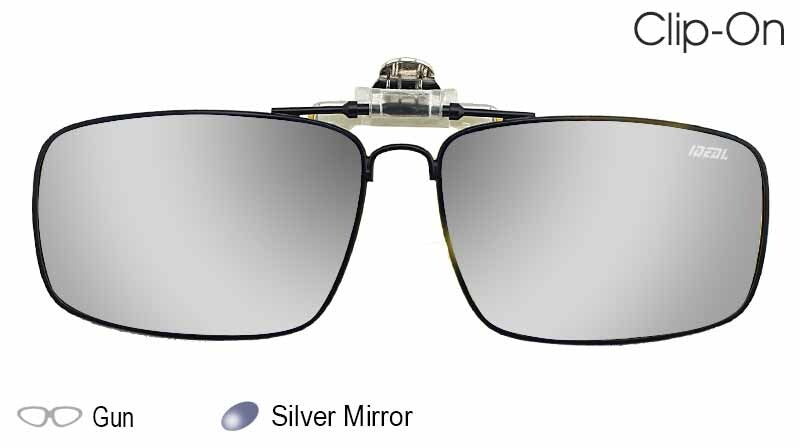 IDEAL Polarised Clip-On Sunglasses - Gun/Silver Mirror - Blue Star Eyewear
