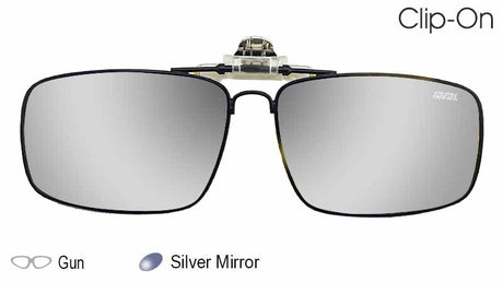 IDEAL Polarised Clip-On Sunglasses - Gun/Silver Mirror - Blue Star Eyewear
