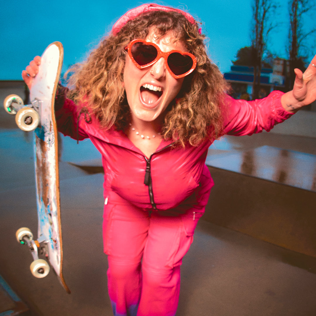 skater girl yelling wearing the responder admirers - lifestyle